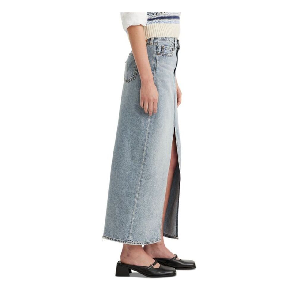 LEVI'S Womens Blue Zippered Maxi Paneled Skirt  Size 30 - Picture 3 of 4